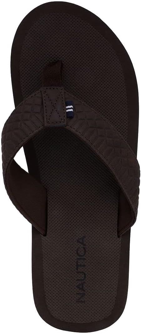 image:imageNautica Mens Flip Flop Shower Sandals Slides Comfortable Waterproof Beach Footwear SlipOn Thong MediumWide WidthBrowntidor