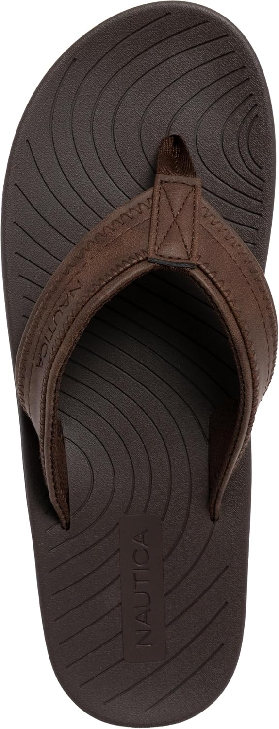 image:imageNautica Mens Flip Flop Shower Sandals Slides Comfortable Waterproof Beach Footwear SlipOn Thong MediumWide WidthChocolateandriel