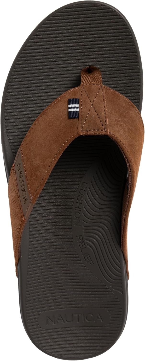 image:imageNautica Mens Flip Flop Shower Sandals Slides Comfortable Waterproof Beach Footwear SlipOn Thong MediumWide WidthCognacwelsey