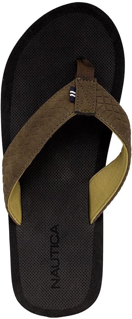 image:imageNautica Mens Flip Flop Shower Sandals Slides Comfortable Waterproof Beach Footwear SlipOn Thong MediumWide WidthOlivetidor