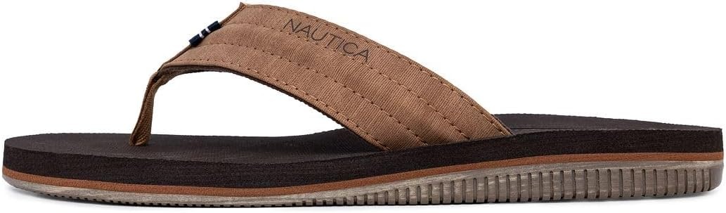 image:imageNautica Mens Flip Flop Shower Sandals Slides Comfortable Waterproof Beach Footwear SlipOn Thong MediumWide WidthStreak Tan