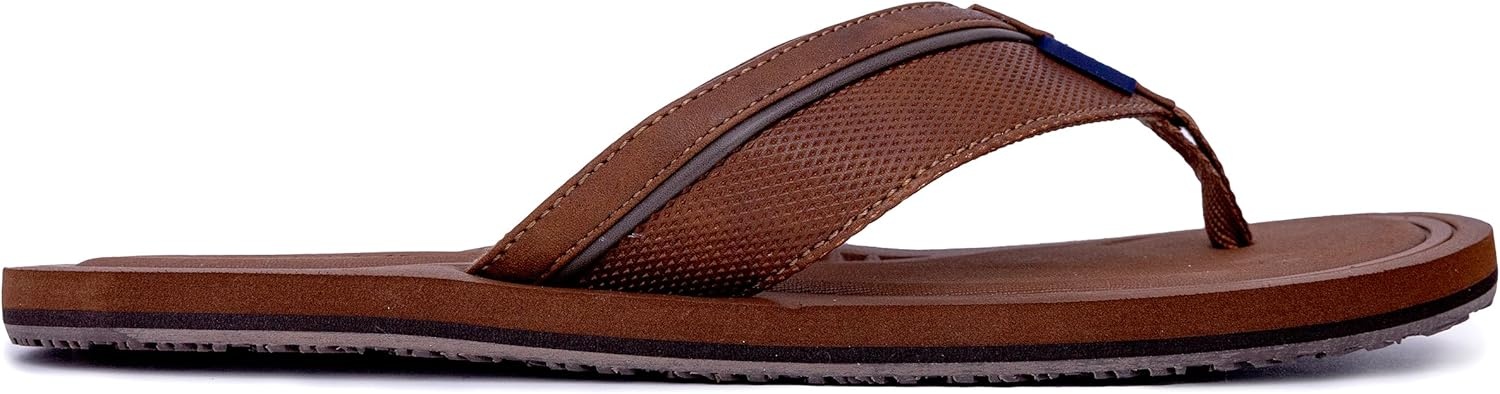image:imageNautica Mens Flip Flop Shower Sandals Slides Comfortable Waterproof Beach Footwear SlipOn Thong MediumWide WidthTan Brownlatmon