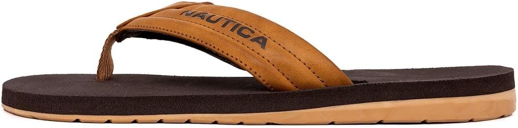 image:imageNautica Mens Flip Flop Shower Sandals Slides Comfortable Waterproof Beach Footwear SlipOn Thong MediumWide WidthTantapped