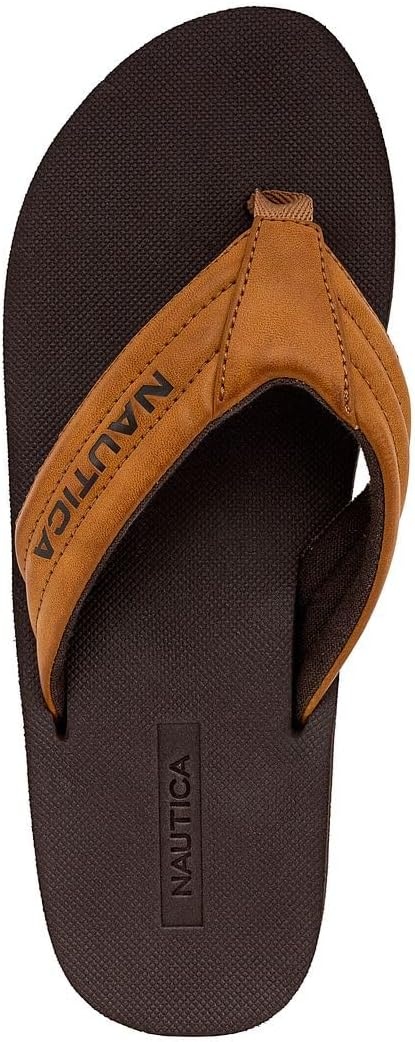 image:imageNautica Mens Flip Flop Shower Sandals Slides Comfortable Waterproof Beach Footwear SlipOn Thong MediumWide WidthTantapped