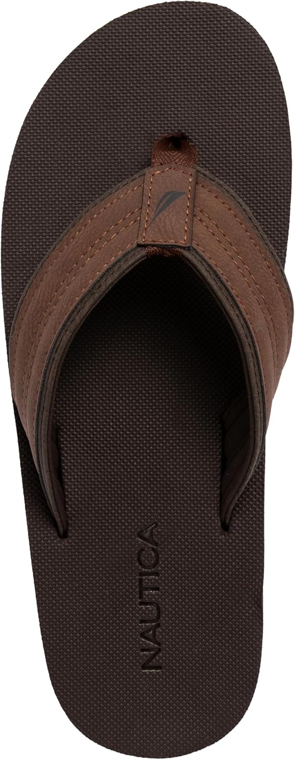 image:imageNautica Mens Flip Flop Shower Sandals Slides Comfortable Waterproof Beach Footwear SlipOn Thong MediumWide WidthTanthon