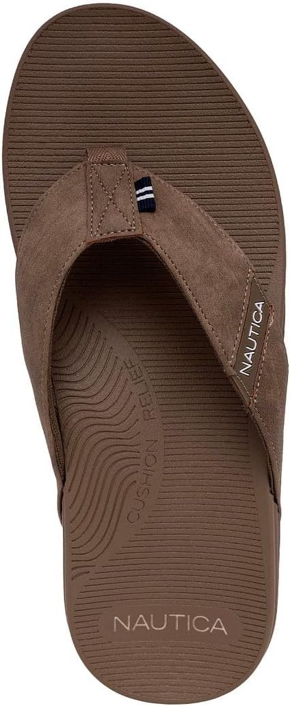 image:imageNautica Mens Flip Flop Shower Sandals Slides Comfortable Waterproof Beach Footwear SlipOn Thong MediumWide WidthToffeewelsey