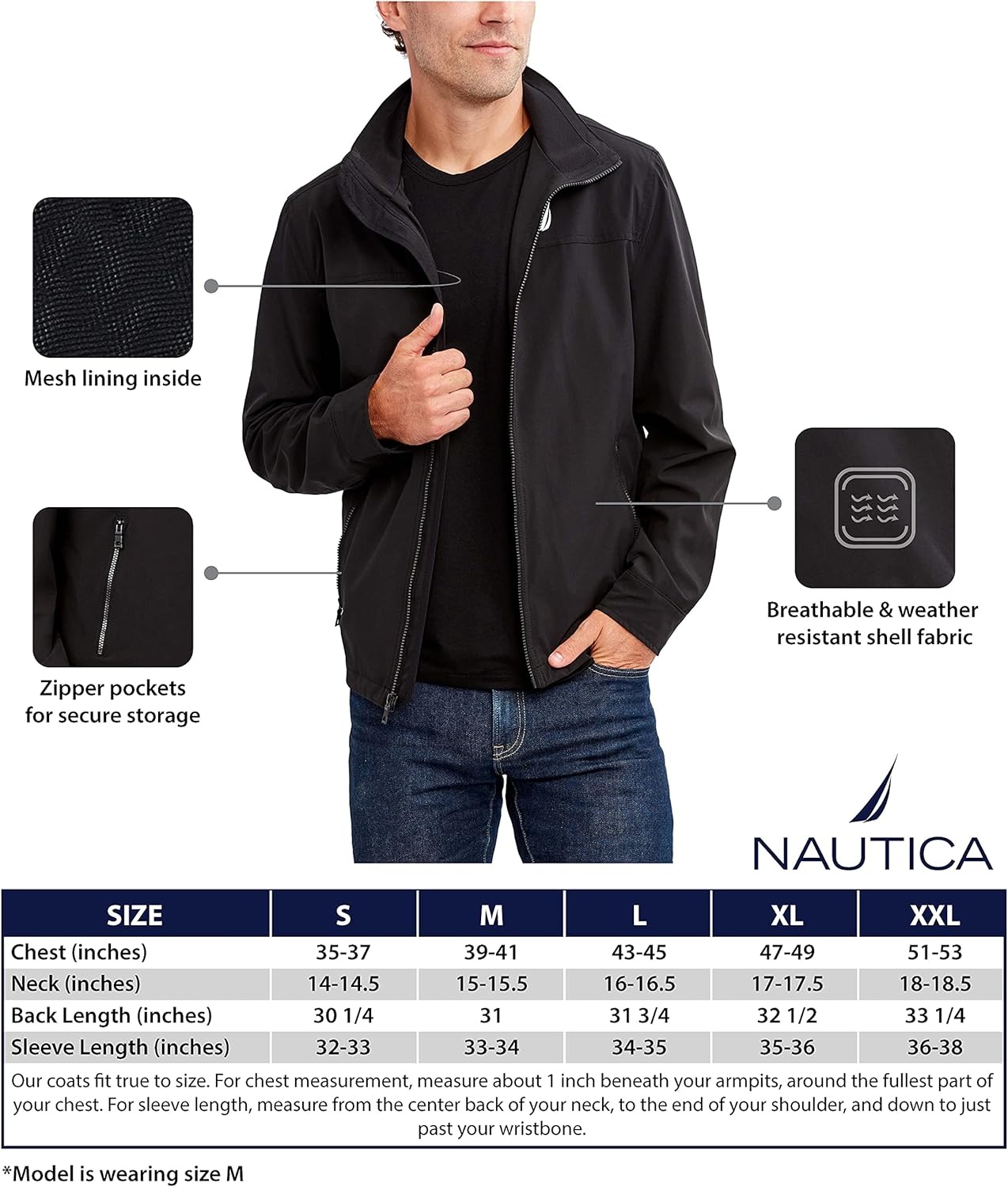 image:imageNautica Mens Golf Jacket Casual Wear Windbreaker Jacket Regular Big amp Tall SizesArctic Blue