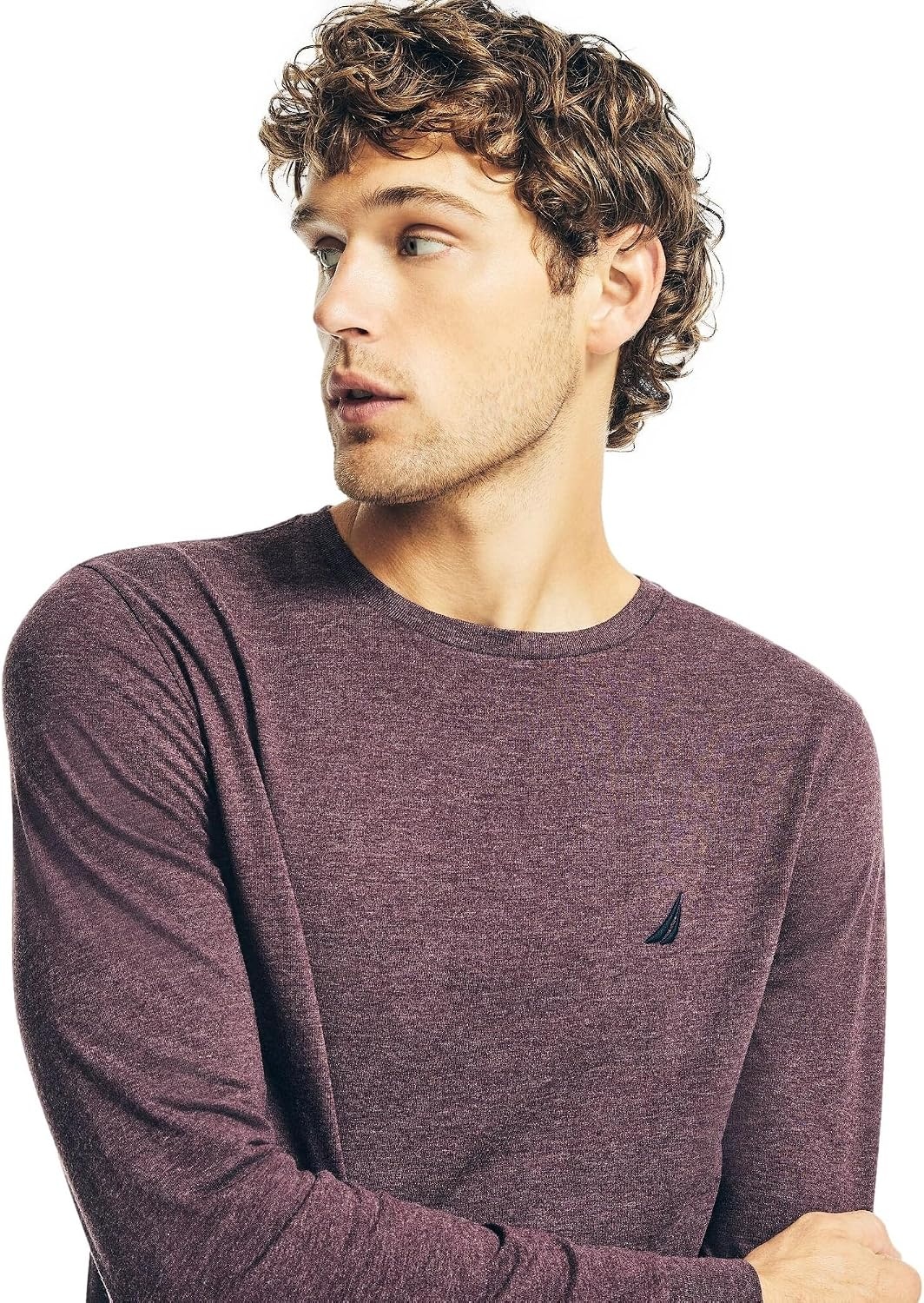 image:imageNautica Mens JClass Logo Long Sleeve TShirtGlory Red Heather