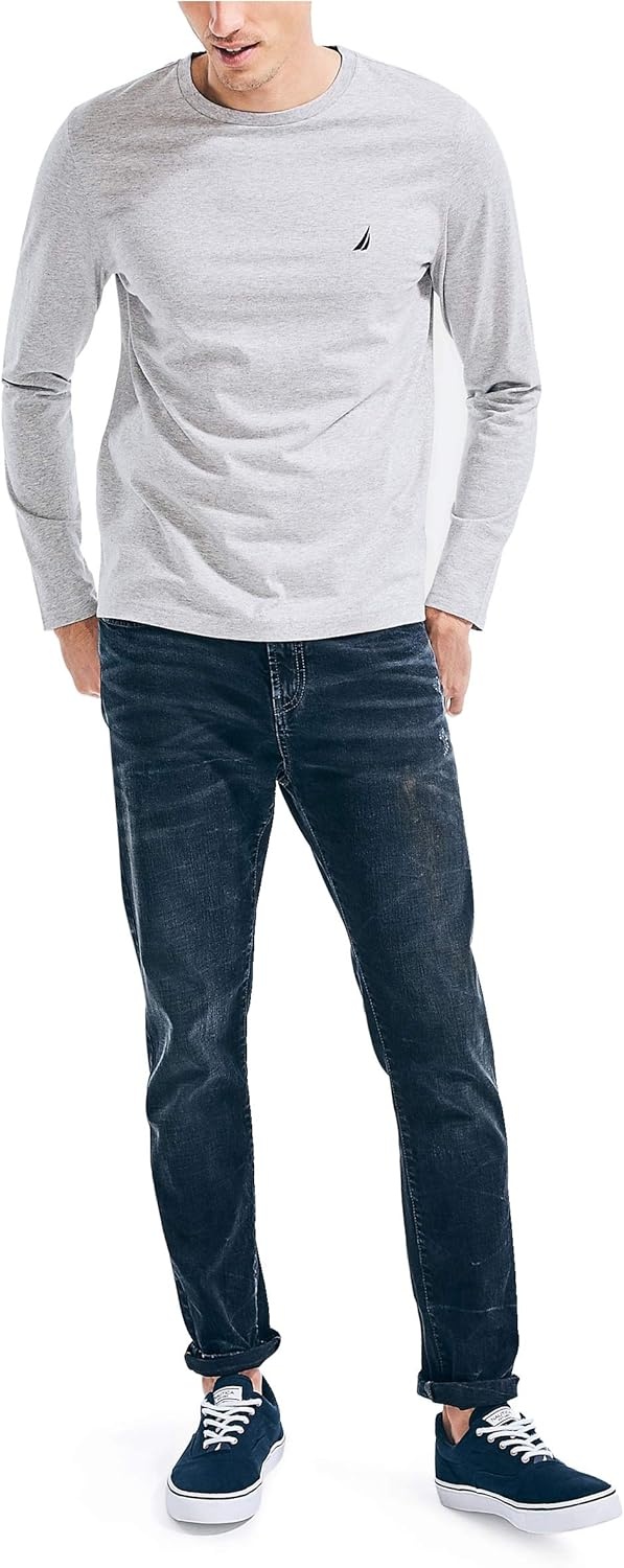 image:imageNautica Mens JClass Logo Long Sleeve TShirtGrey Heather