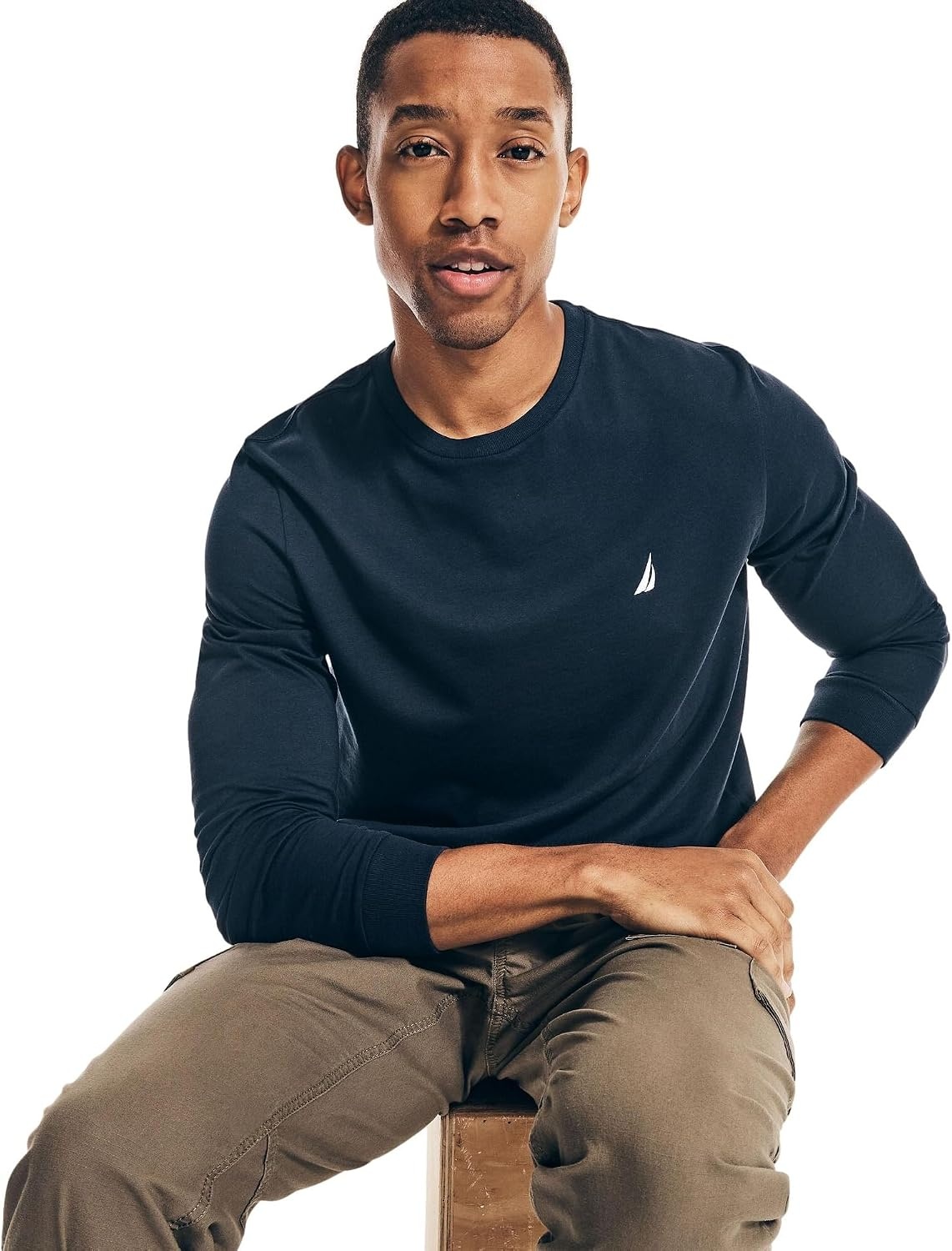 image:imageNautica Mens JClass Logo Long Sleeve TShirtNavy Seas