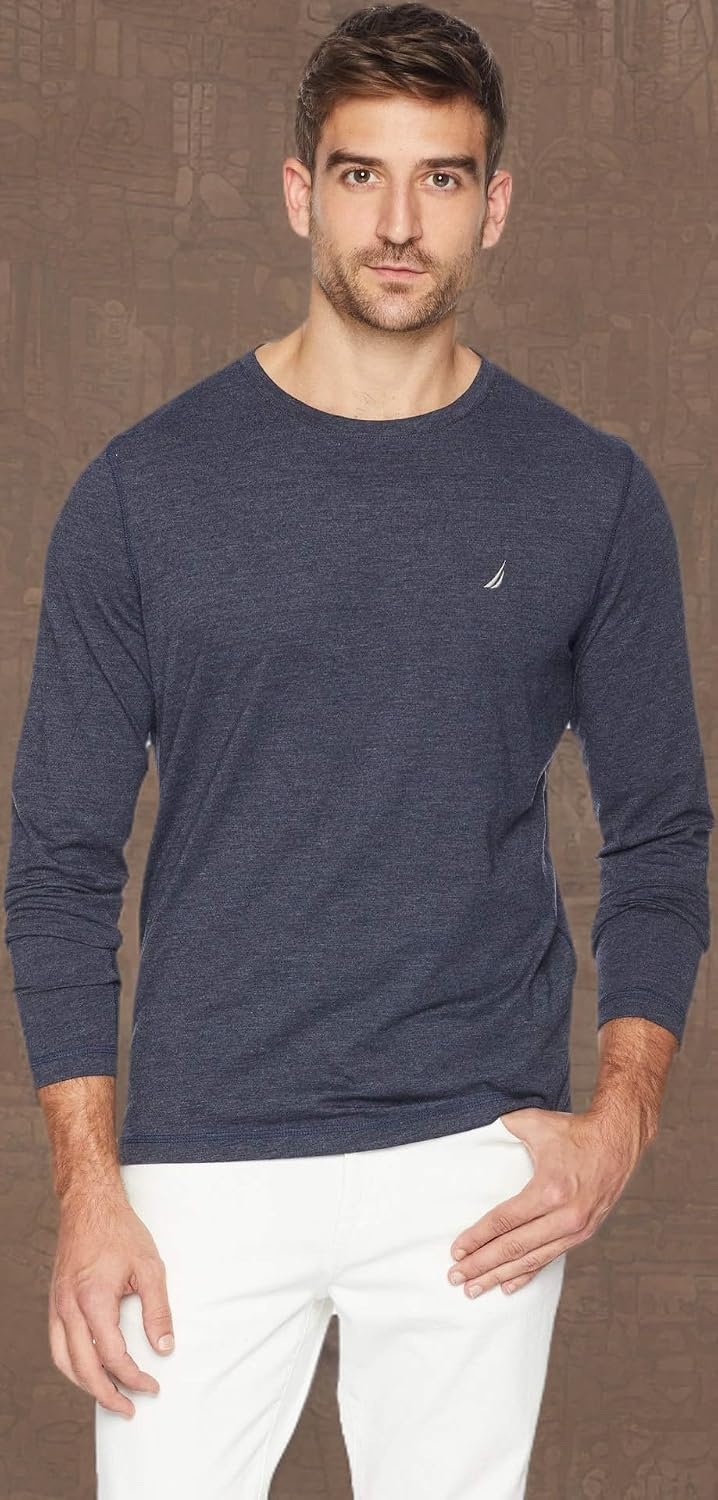 image:imageNautica Mens JClass Logo Long Sleeve TShirtNavy Solid