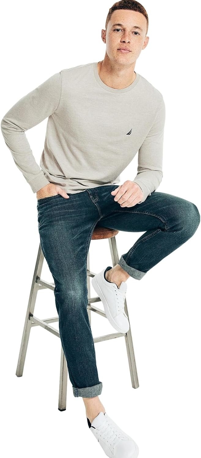 image:imageNautica Mens JClass Logo Long Sleeve TShirtSmoke Grey Heather
