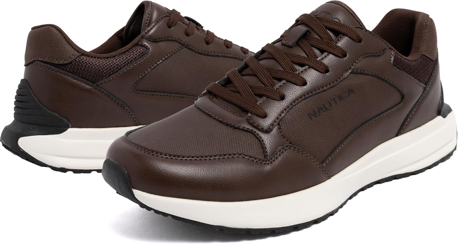 image:imageNautica Mens LaceUp Sneakers Casual Stylish and Comfortable for WalkingBrown