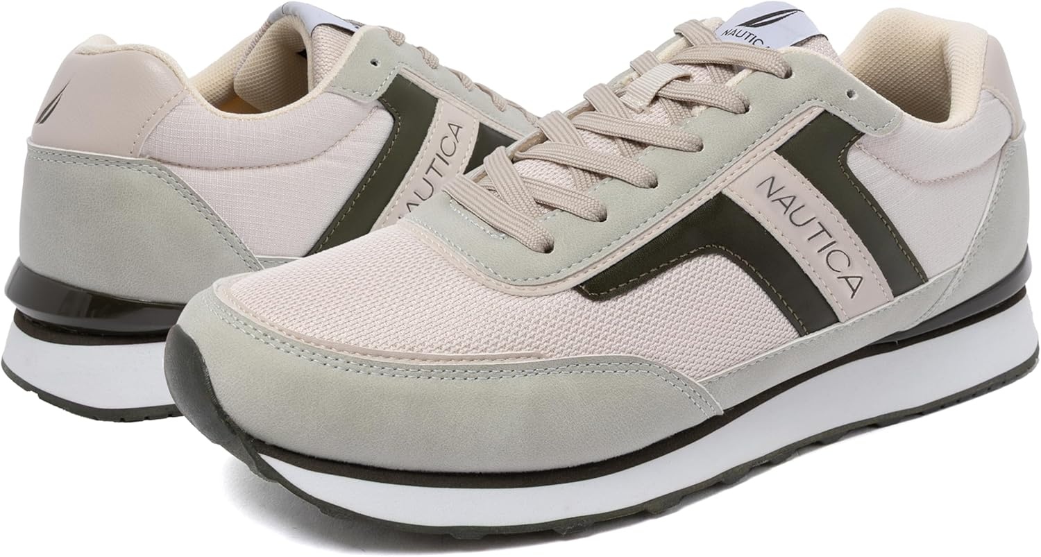 image:imageNautica Mens LaceUp Sneakers Casual Stylish and Comfortable for WalkingGrey Olive