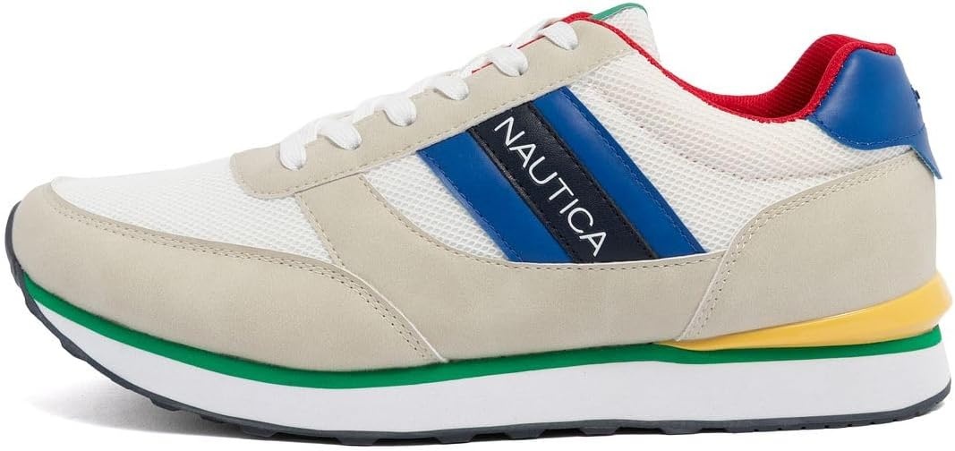 image:imageNautica Mens LaceUp Sneakers Casual Stylish and Comfortable for WalkingWhite Blue Red