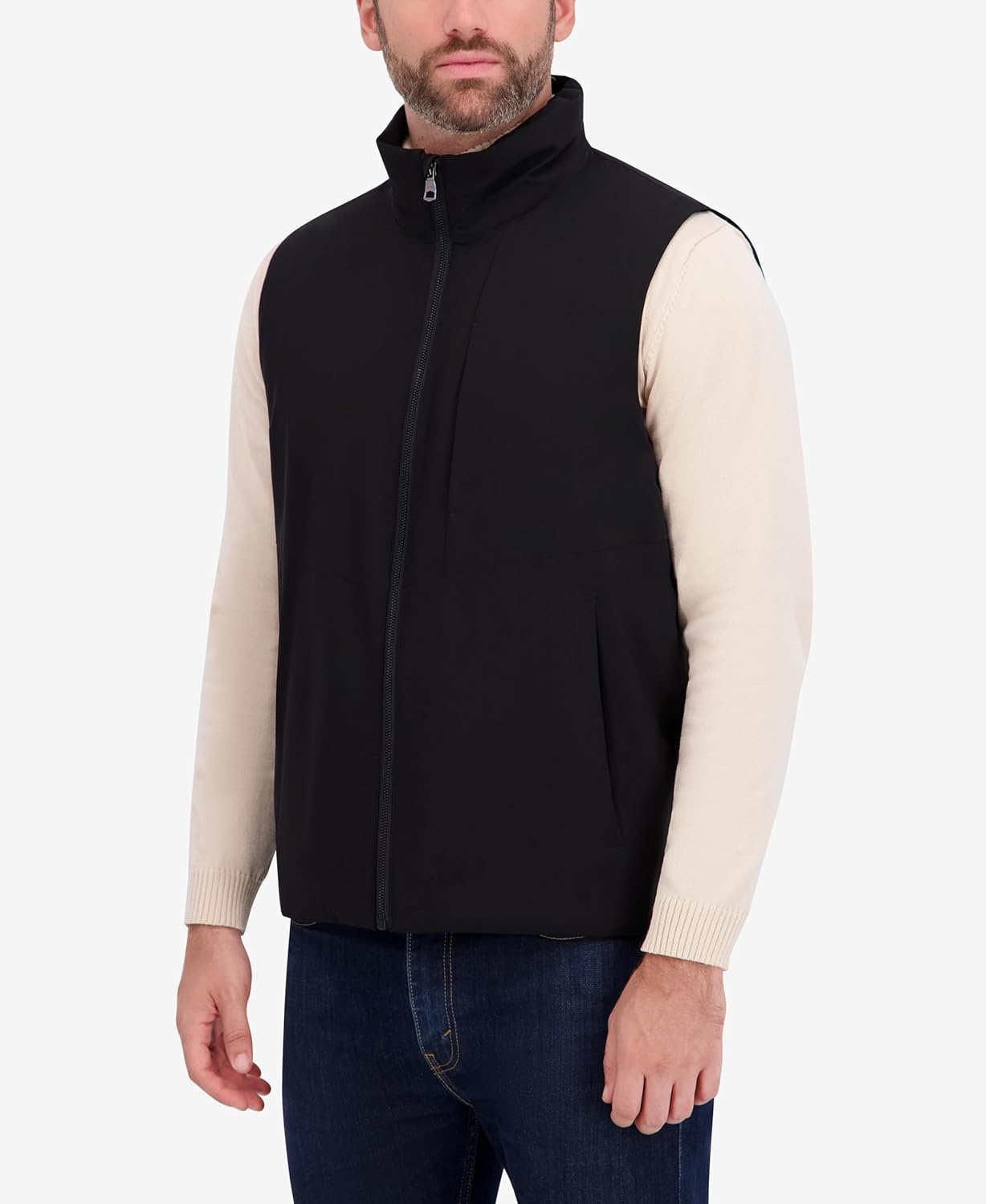 image:imageNautica Mens Lightweight Mechanical Stretch Softshell Vest Waterresistant Transitional LayerBlack