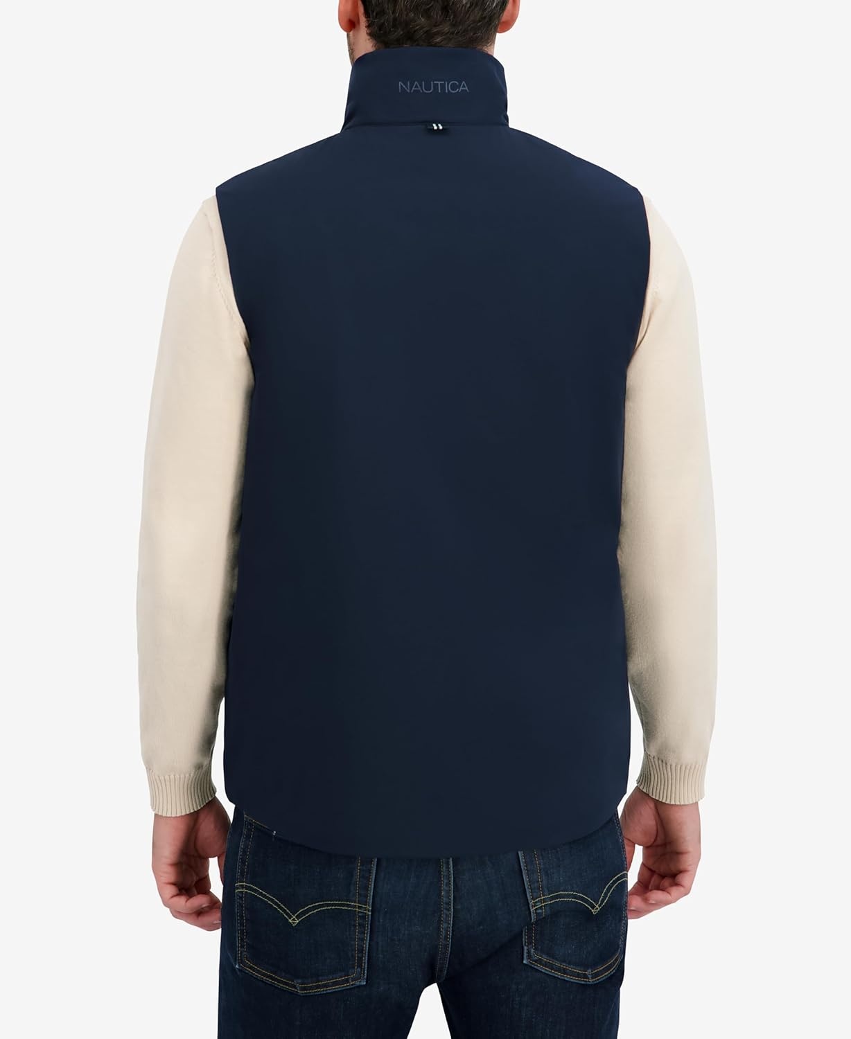 image:imageNautica Mens Lightweight Mechanical Stretch Softshell Vest Waterresistant Transitional LayerNavy