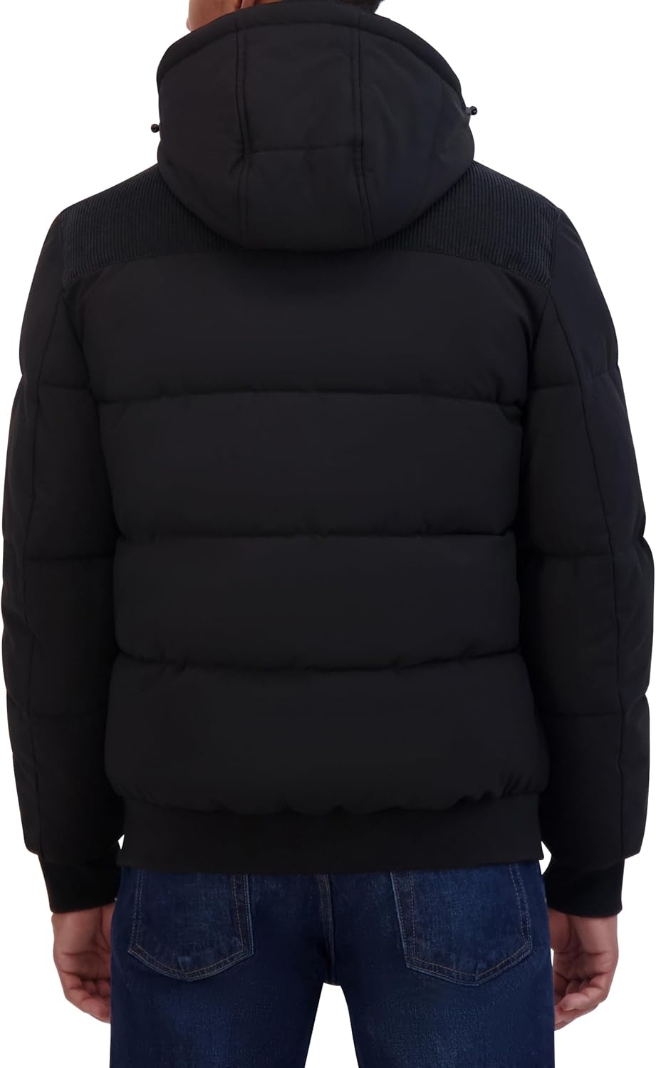 image:imageNautica Mens Lightweight Mix Media Bomber Jacket Mechanical Stretch WaterResistant CoatBlack