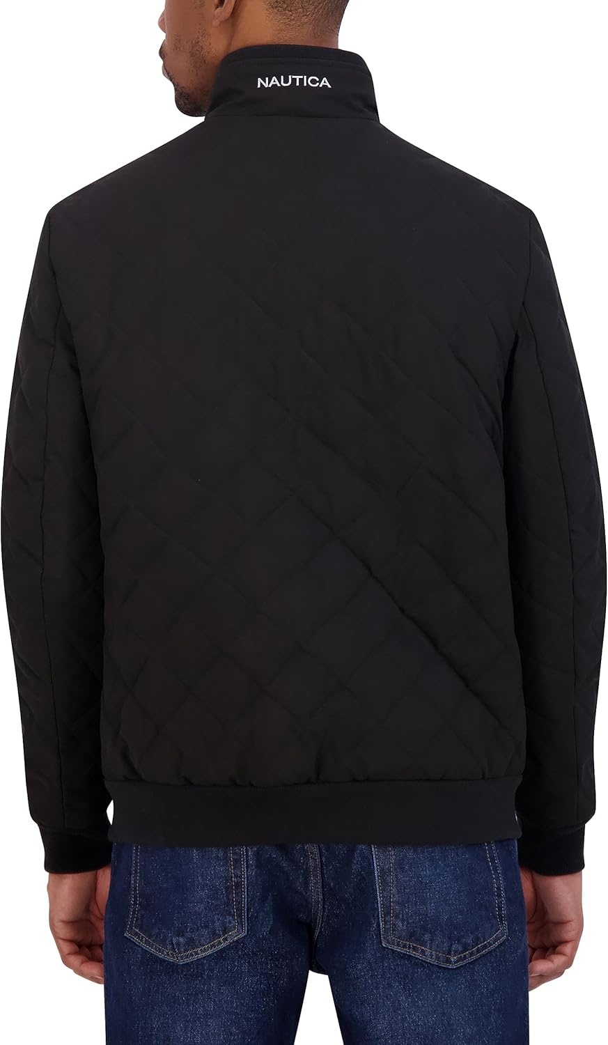 image:imageNautica Mens Lightweight Quilted Bomber Jacket Mechanical Stretch Wind amp WaterresistantBlack