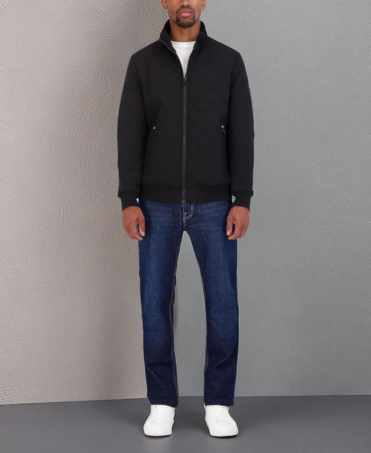 image:imageNautica Mens Lightweight Quilted Bomber Jacket Mechanical Stretch Wind amp WaterresistantJet