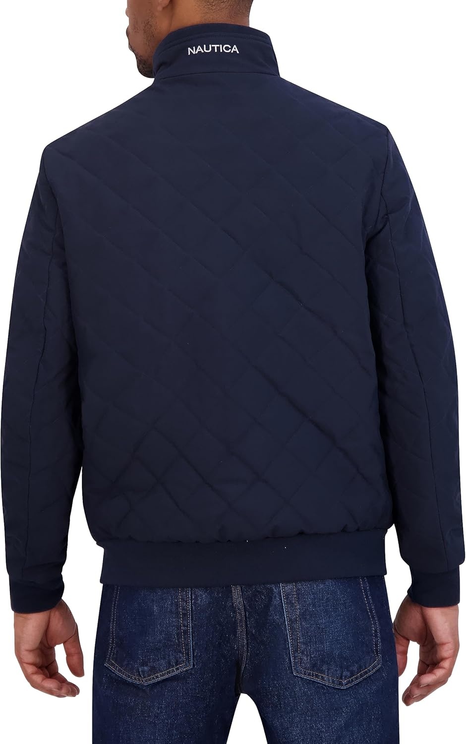 image:imageNautica Mens Lightweight Quilted Bomber Jacket Mechanical Stretch Wind amp WaterresistantNavy