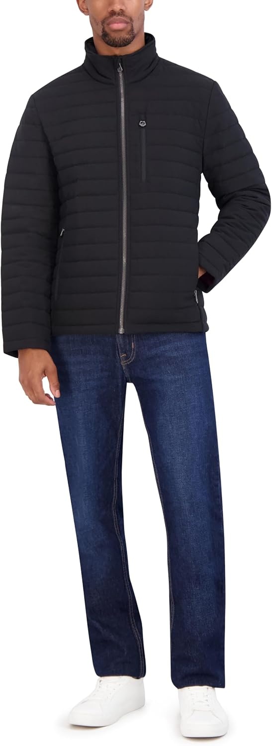 image:imageNautica Mens Lightweight Quilted Puffer Jacket Full Zip Transitional OuterwearBlack