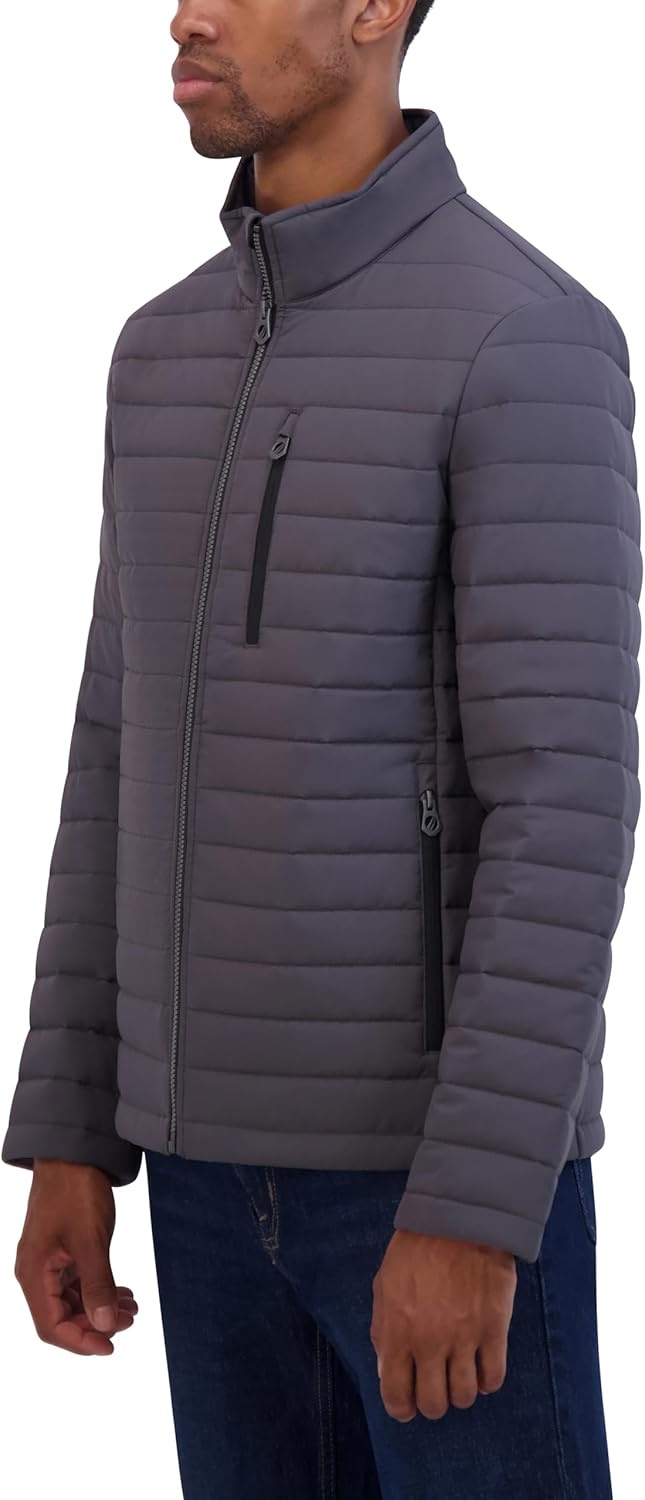 image:imageNautica Mens Lightweight Quilted Puffer Jacket Full Zip Transitional OuterwearMetal Grey
