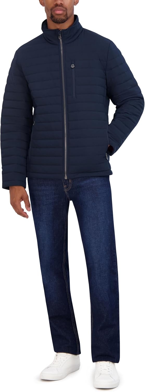 image:imageNautica Mens Lightweight Quilted Puffer Jacket Full Zip Transitional OuterwearNavy