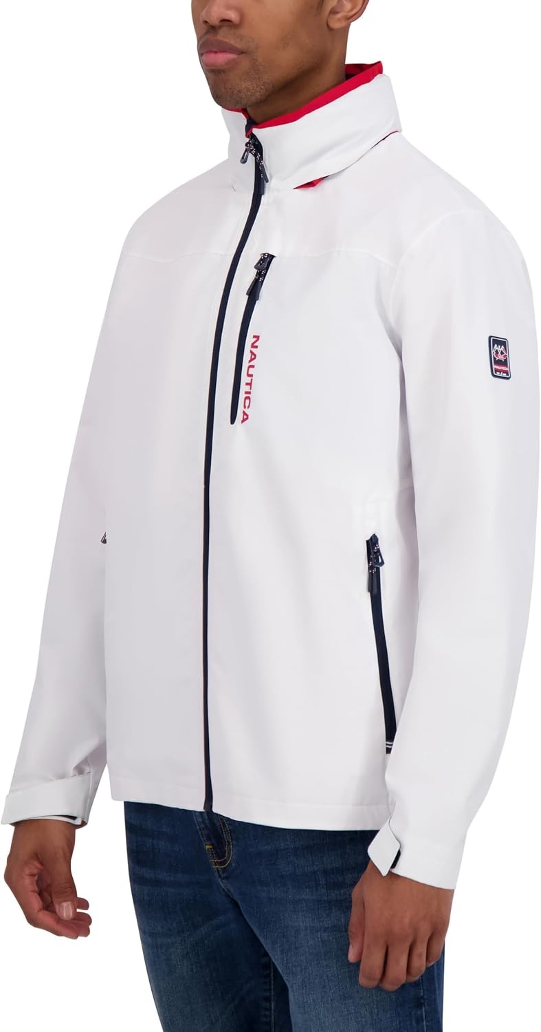 image:imageNautica Mens Lightweight Sailing Jacket Waterproof amp Windproof BreathableBright White