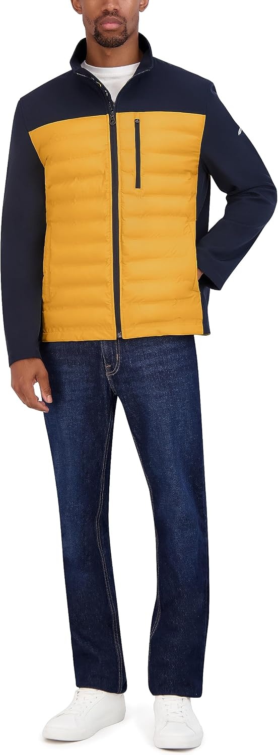 image:imageNautica Mens Lightweight Softshell Jacket Bonded Fleece Lining Regular Big amp Tall SizesOld Gold