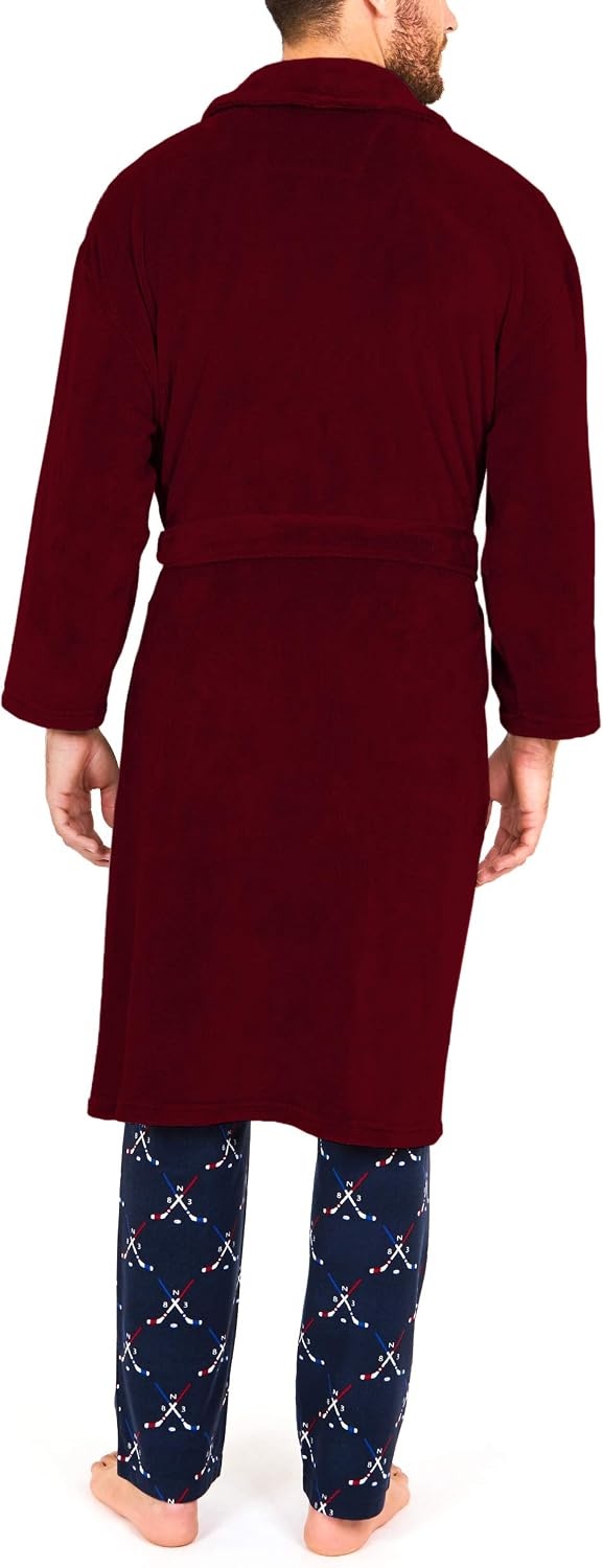 image:imageNautica Mens Long Sleeve Cozy Soft Plush Shawl Collar RobeBurgundy