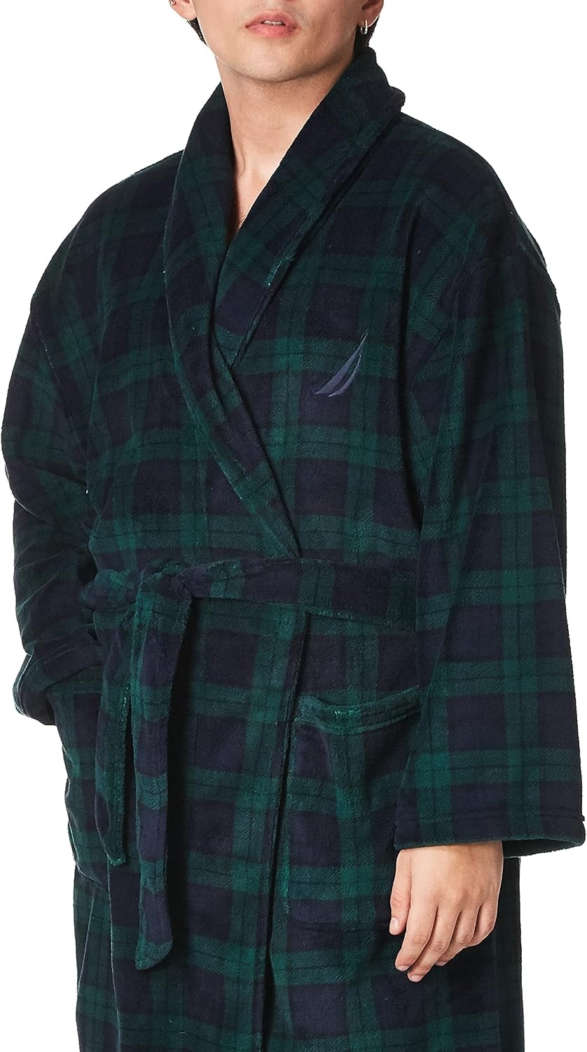 image:imageNautica Mens Long Sleeve Cozy Soft Plush Shawl Collar RobeMaritime Navy