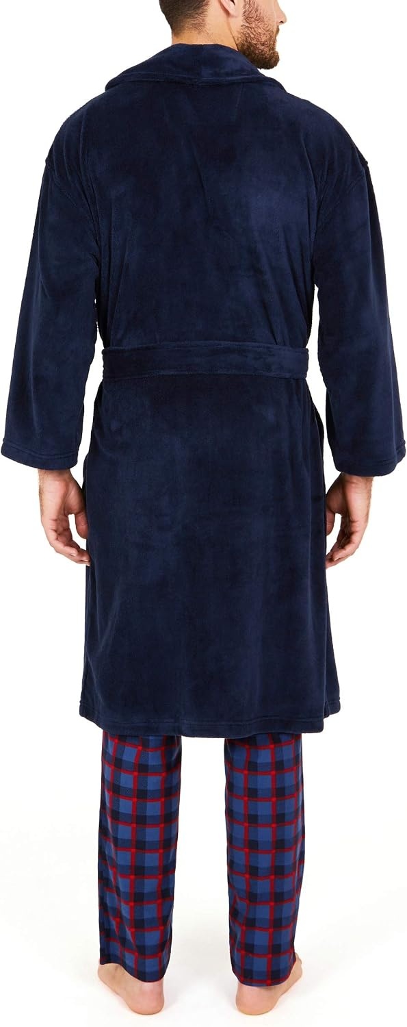 image:imageNautica Mens Long Sleeve Cozy Soft Plush Shawl Collar RobeNavy