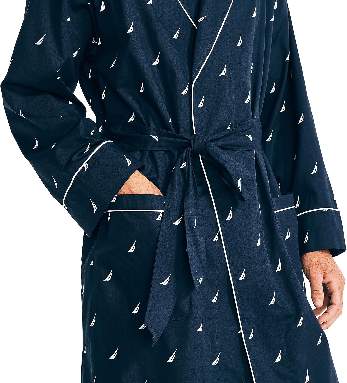image:imageNautica Mens Long Sleeve Lightweight Cotton Woven RobePeacoat