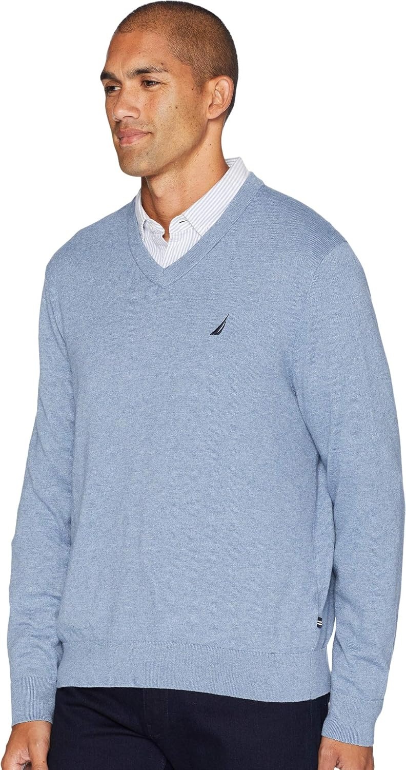 image:imageNautica Mens Long Sleeve Solid Classic VNeck SweaterDeep Anchor Heather