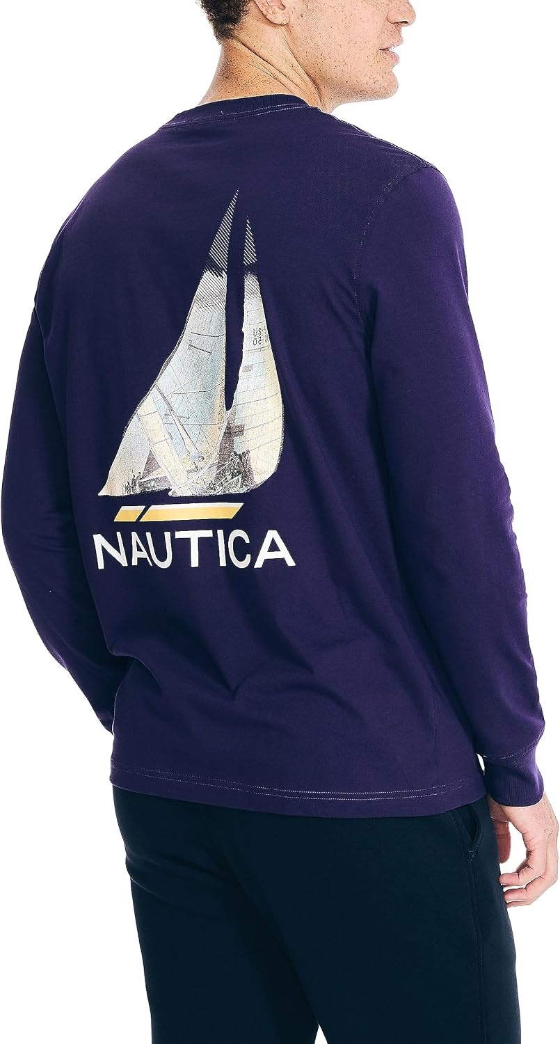 image:imageNautica Mens LongSleeve Graphic Pocket TShirtViolet Wave