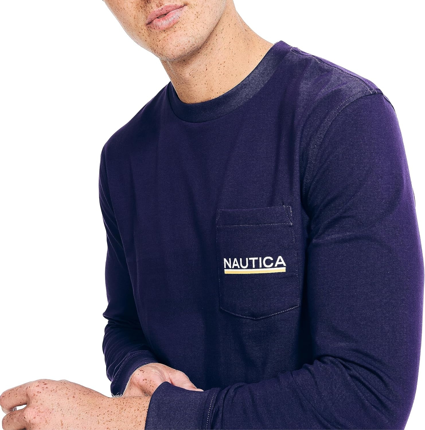 image:imageNautica Mens LongSleeve Graphic Pocket TShirtViolet Wave