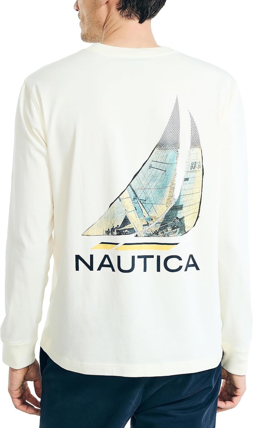 image:imageNautica Mens LongSleeve Graphic Pocket TShirtWhite Cap