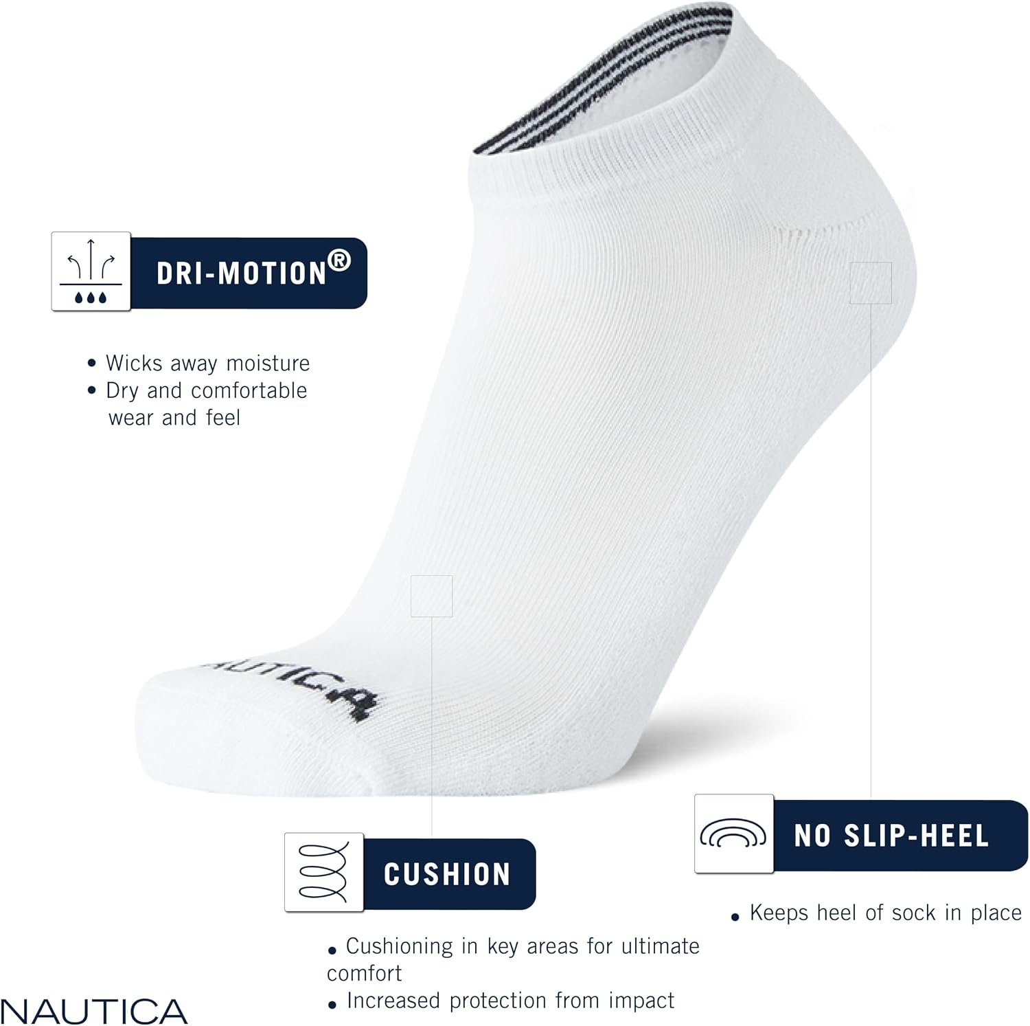 image:imageNautica Mens Low Cut Socks 8 Pack Soft Stretch Cushioned Athletic Ankle Socks for Men for Sports and Running Size 6125BlackGrayWhite