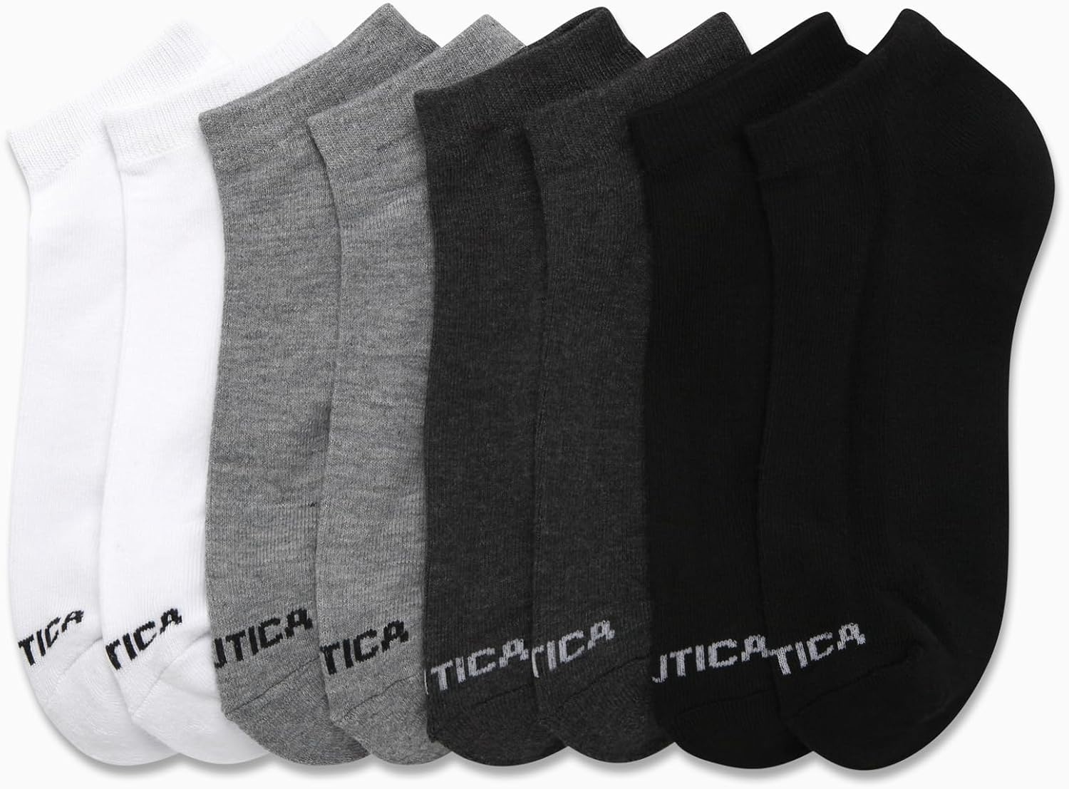 image:imageNautica Mens Low Cut Socks 8 Pack Soft Stretch Cushioned Athletic Ankle Socks for Men for Sports and Running Size 6125BlackGrayWhite