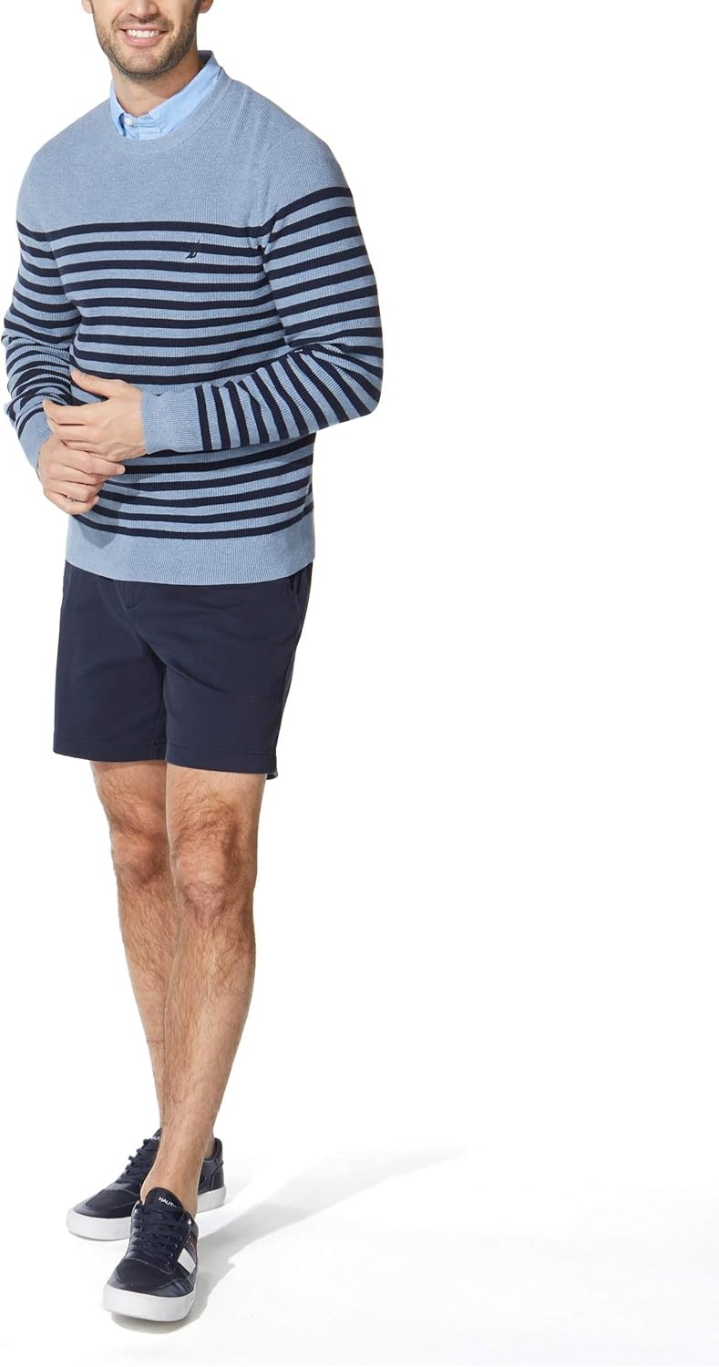image:imageNautica Mens Mens Stripe Knit SweaterDeep Anchor Heather