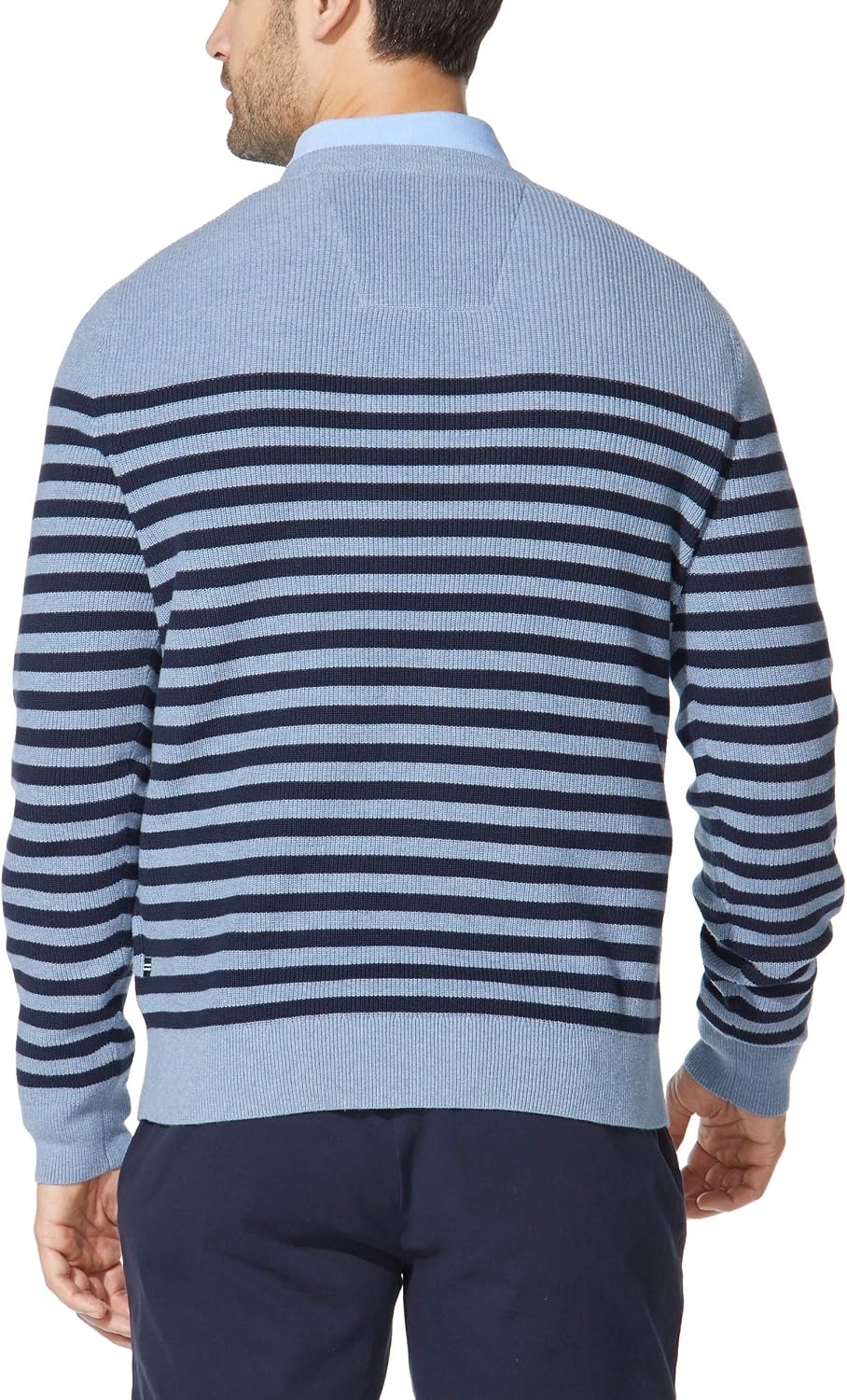 image:imageNautica Mens Mens Stripe Knit SweaterDeep Anchor Heather