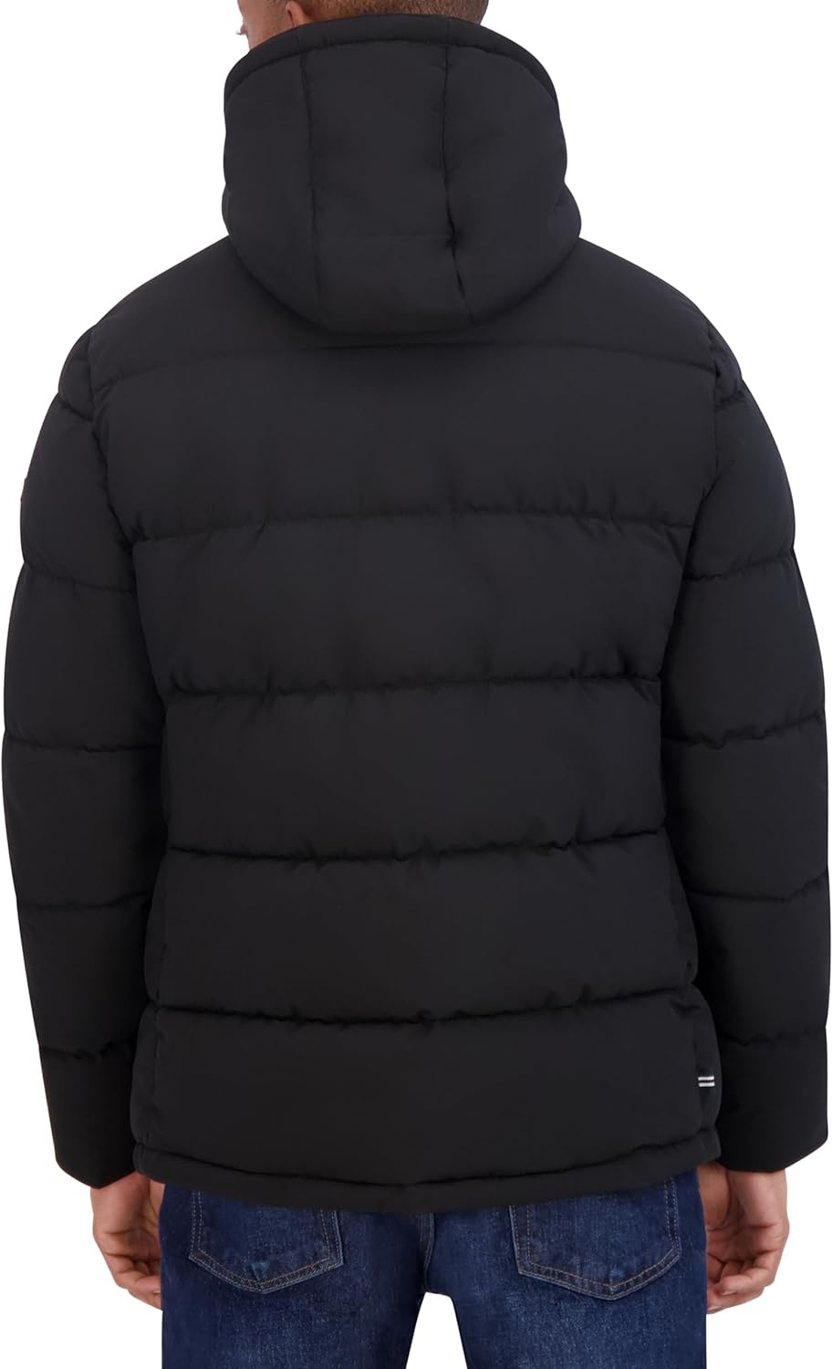 image:imageNautica Mens Midweight Faux Memory Puffer Jacket Adjustable Hood Insulated Quilted Winter CoatBlack Ink