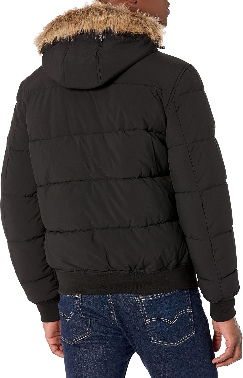 image:imageNautica Mens Midweight Faux Memory Puffer Jacket Adjustable Hood Insulated Quilted Winter CoatCaviar