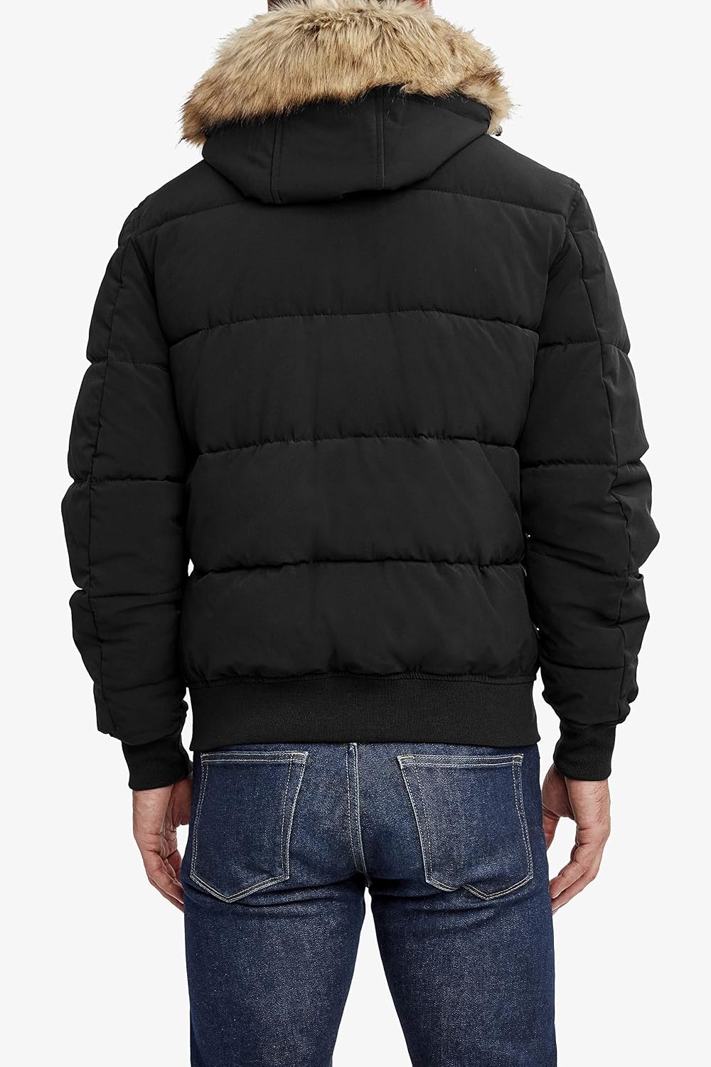 image:imageNautica Mens Midweight Faux Memory Puffer Jacket Adjustable Hood Insulated Quilted Winter CoatCaviar