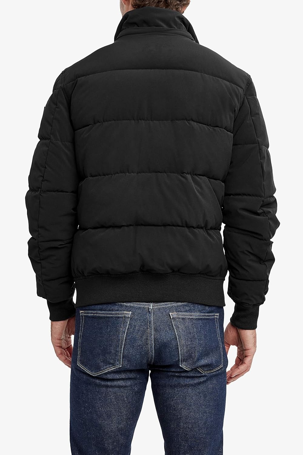 image:imageNautica Mens Midweight Faux Memory Puffer Jacket Adjustable Hood Insulated Quilted Winter CoatCaviar