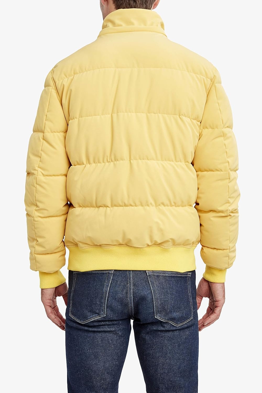 image:imageNautica Mens Midweight Faux Memory Puffer Jacket Adjustable Hood Insulated Quilted Winter CoatMustard