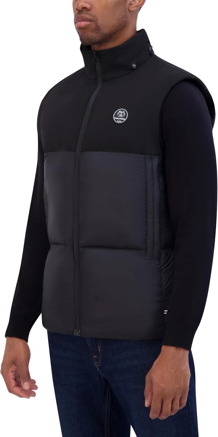 image:imageNautica Mens Mixed Sheen Quilted VestBlack