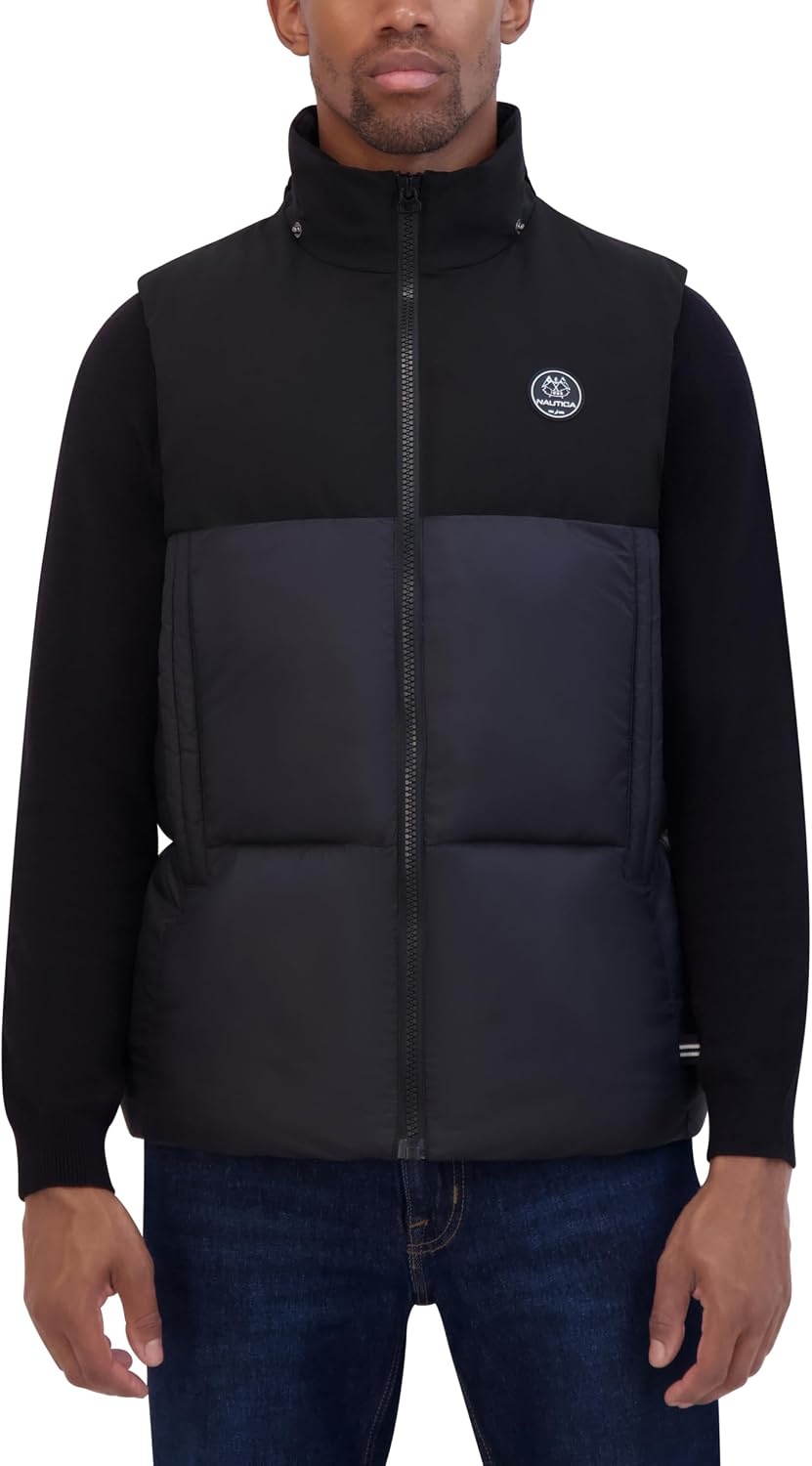 image:imageNautica Mens Mixed Sheen Quilted VestBlack