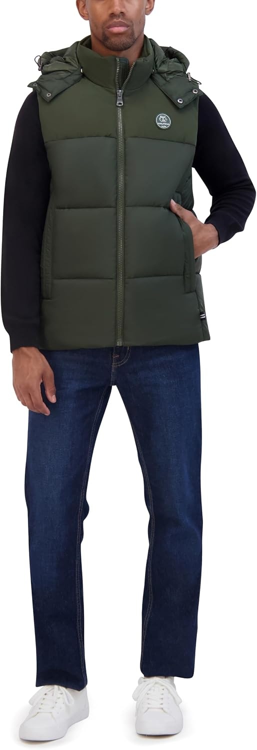 image:imageNautica Mens Mixed Sheen Quilted VestDark Forest